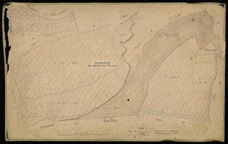 Plan du cadastre napoléonien - Clery-sur-Somme (Cléry) : Chef-lieu (Le) ; Omiécourt, E2