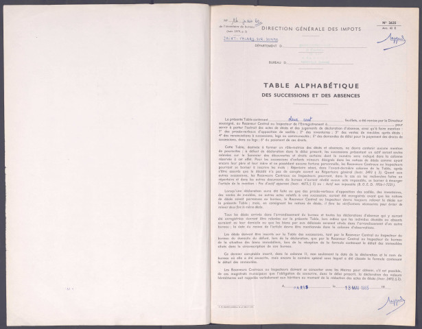 Table des successions et absences du bureau de Saint-Valery-sur-Somme