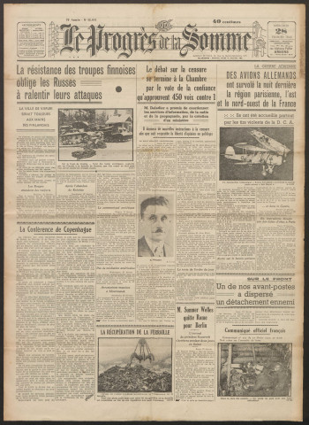 Le Progrès de la Somme, numéro 22074, 28 février 1940