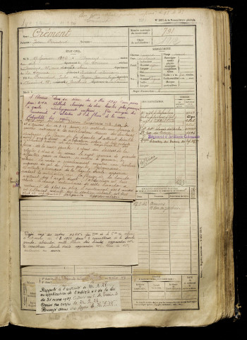 Crémont, Jean Fernand, né le 17 février 1896 à Amiens (Somme), classe 1916, matricule n° 791, Bureau de recrutement d'Amiens