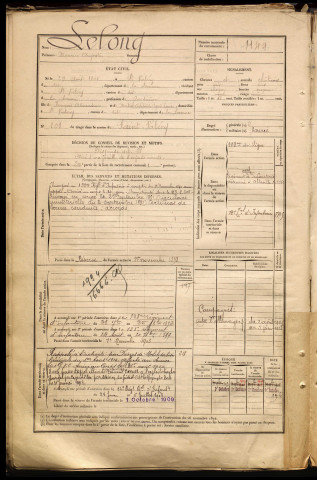 Lelong, Maurice Augustin, né le 29 août 1869 à Saint-Valery-sur-Somme (Somme), classe 1889, matricule n° 1144, Bureau de recrutement d'Abbeville