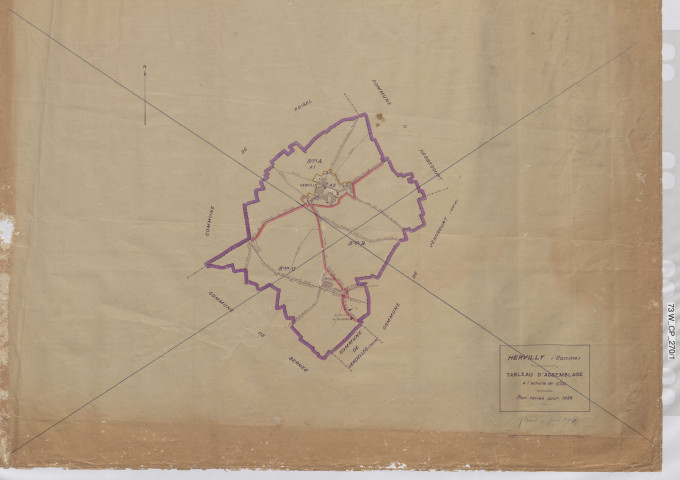 Plan du cadastre rénové - Hervilly : tableau d'assemblage (TA)