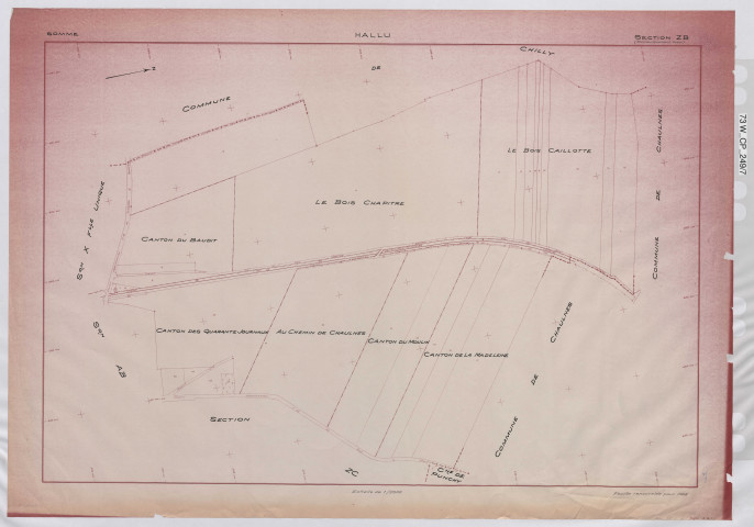 Plan du cadastre rénové - Hallu : section ZB