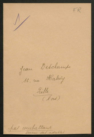 Témoignage de Deschamps, Jean et correspondance avec Jacques Péricard