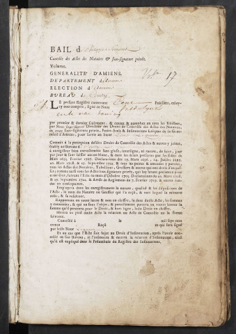 Contrôle des actes du bureau de Conty pour la période du 6 avril 1735 au 22 janvier 1737