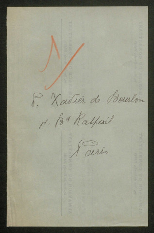 Témoignage de Bourbon (de), Xavier (Prince) et correspondance avec Jacques Péricard