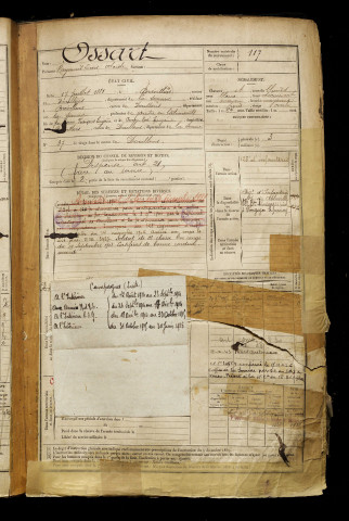 Ossart, Raymond Louis Alcide, né le 17 juillet 1881 à Brévillers (Somme), classe 1901, matricule n° 117, Bureau de recrutement d'Abbeville