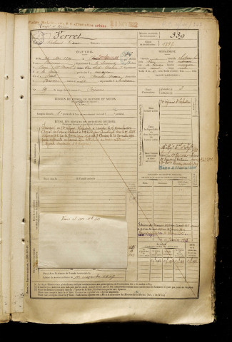 Verret, Richard Xavier, né le 29 mai 1879 à Bouchavesnes-Bergen (Somme), classe 1899, matricule n° 339, Bureau de recrutement de Péronne