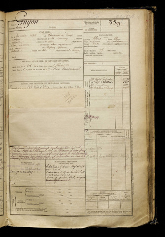 Guyon, Lucien, né le 30 août 1896 à Varennes (Somme), classe 1916, matricule n° 359, Bureau de recrutement de Péronne