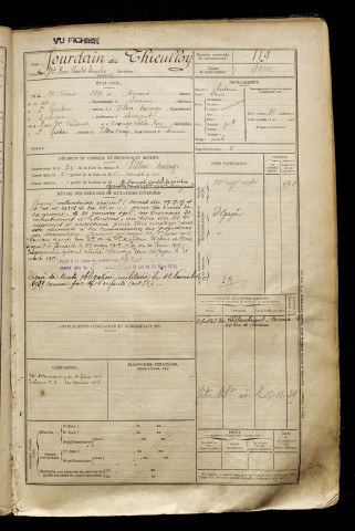 Jourdain de Thieulloy, Jean Baptiste Marie Charles Stanislas Jacques, né le 12 février 1892 à Amiens (Somme), classe 1912, matricule n° 119, Bureau de recrutement d'Amiens