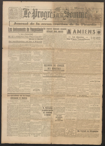 Le Progrès de la Somme, numéro 22319, 1er avril 1941