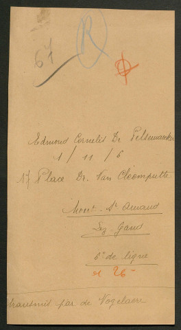 Témoignage de De Pelsemaecker, Edmond Cornélis et correspondance avec Jacques Péricard