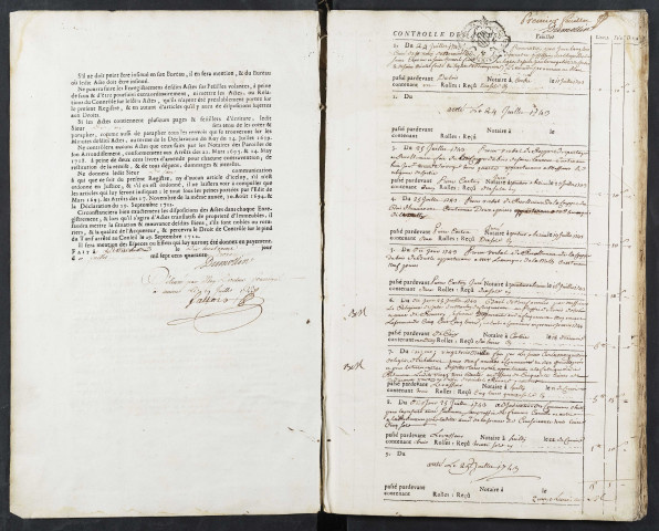 Contrôle des actes du bureau de Corbie pour la période du 24 juillet 1743 au 1er novembre 1744