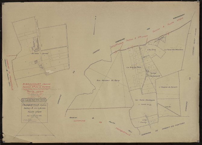 Plan du cadastre rénové - Ribeaucourt : section Aa