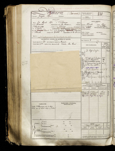 Demaret, Georges Alfred, né le 30 août 1896 à Bernes (Somme), classe 1916, matricule n° 810, Bureau de recrutement de Péronne