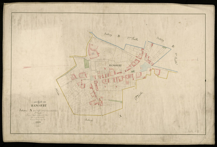 Plan du cadastre napoléonien - Hancourt : Chef-lieu (Le) ; Grande pièce derrière les haies (La), A2