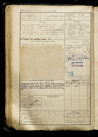 Soyez, Emile Fernand, né le 22 février 1896 à Pont-de-Metz (Somme), classe 1916, matricule n° 1134, Bureau de recrutement d'Amiens