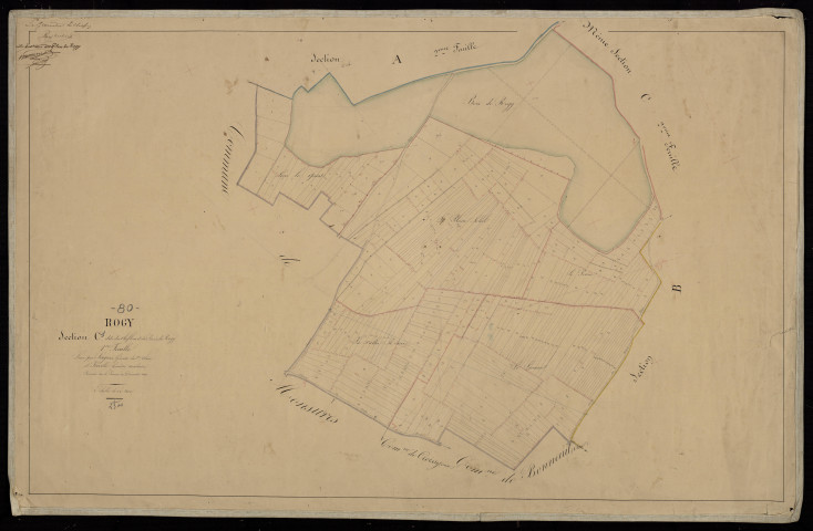 Plan du cadastre napoléonien - Rogy : Chef-lieu (Le) ; Bois de Rogy (Le), C1