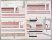 Projet d'alimentation d'eau de la ville : plan et profil des canalisations et des ouvrages de maçonnerie de l'aqueduc dressé par l'ingénieur Belidor
