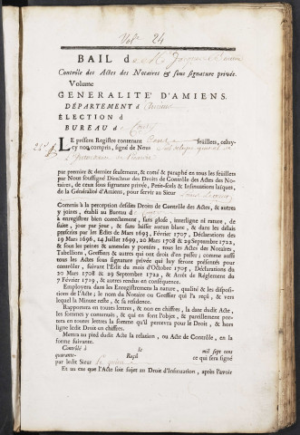 Contrôle des actes du bureau de Conty pour la période du 28 juin 1748 au 22 novembre 1750