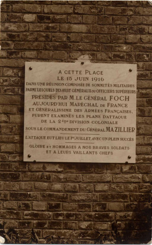 Lamotte-en-Santerre - Plaque commémorative