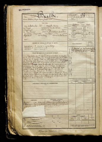 Berthe, Arthur Ange Marie Joseph, né le 02 septembre 1898 à Coupelle-Neuve (Pas-de-Calais), classe 1918, matricule n° 94, Bureau de recrutement d'Abbeville