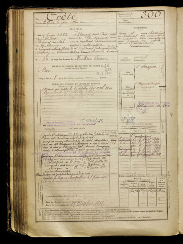 Crété, Alfred Eugène Arthur, né le 09 juin 1884 à Blangy-sous-Poix (Somme), classe 1904, matricule n° 300, Bureau de recrutement d'Amiens