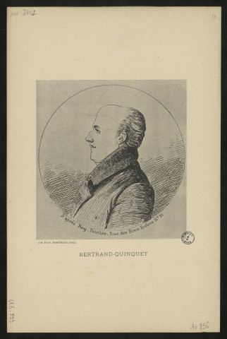 Bertrand-Quinquet : buste de profil vers la gauche dans un cercle