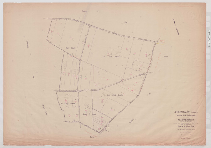 Plan du cadastre rénové - Andainville : section ZH
