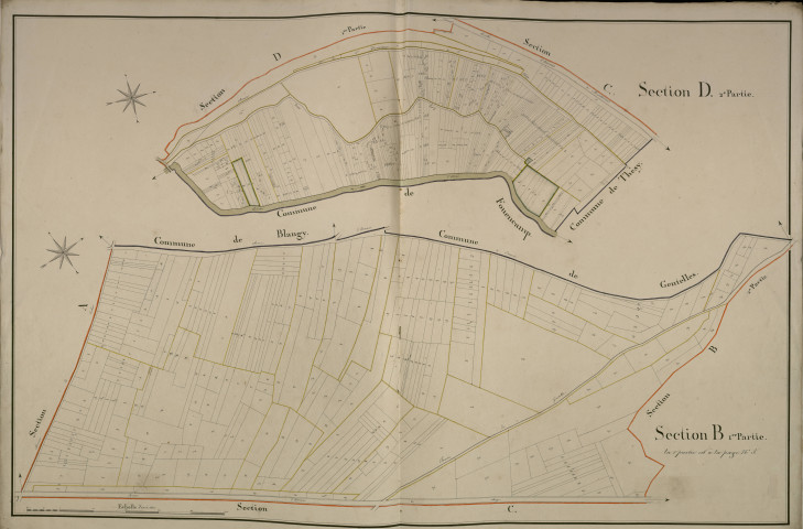 Plan du cadastre napoléonien - Boves : B1 et D2