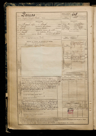 Darras, Eugène Georges Charles, né le 07 décembre 1871 à Bresle (Somme), classe 1891, matricule n° 648, Bureau de recrutement d'Amiens