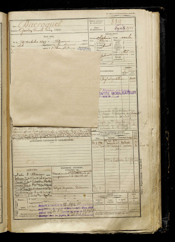 Ducroquet, Gaston Emile Léon, né le 26 octobre 1897 à Amiens (Somme), classe 1917, matricule n° 889, Bureau de recrutement d'Amiens