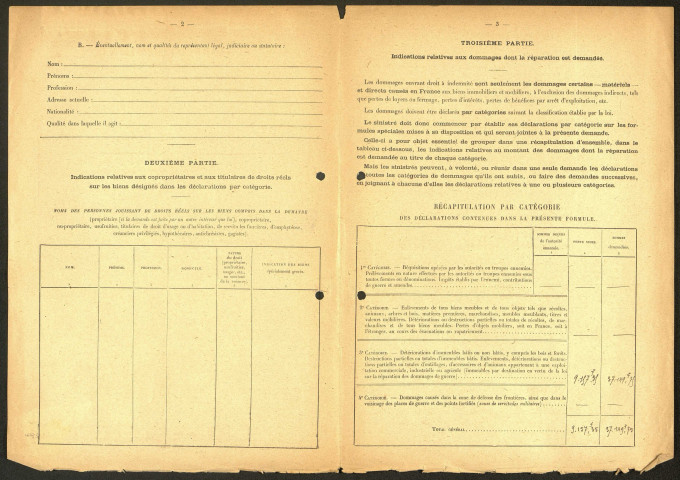 Ham. Demande d'indemnisation des dommages de guerre : dossier Ville de Ham (Cimetière, chapelle, urinoirs, presbytère)