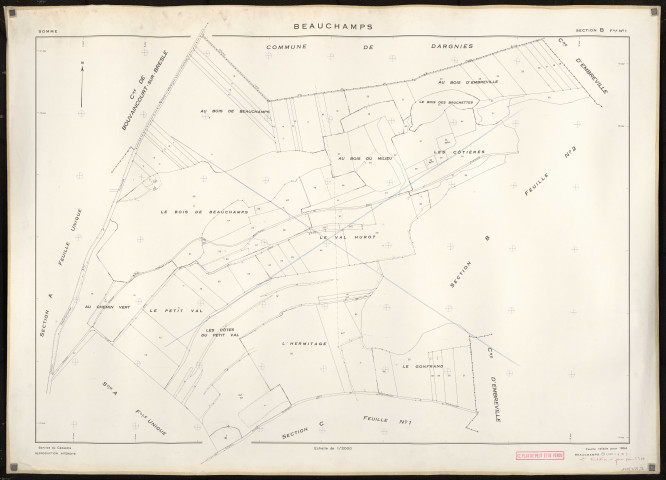 Plan du cadastre rénové - Beauchamps : section B1