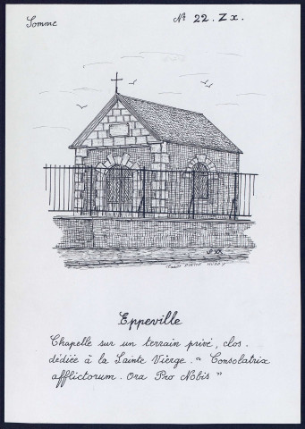 Eppeville : chapelle sur un terrain privé clos dédiée à la Sainte-Vierge - (Reproduction interdite sans autorisation - © Claude Piette)