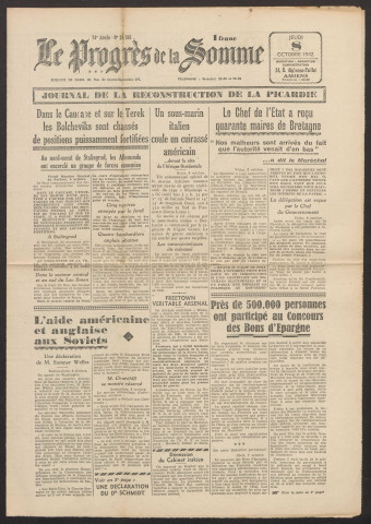 Le Progrès de la Somme, numéro 22785, 8 octobre 1942