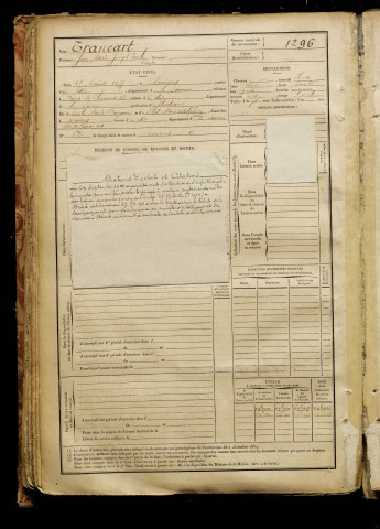 Trancart, Jean Marie Joseph Emile Louis, né le 25 août 1877 à Amiens (Somme), classe 1897, matricule n° 1296, Bureau de recrutement d'Amiens
