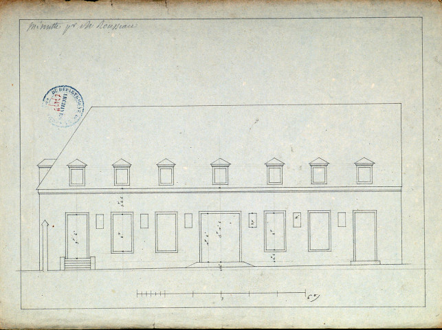 Construction de l'hôtel de l'Intendance. Plan en élévation et métré d'un bâtiment, attribué à l'architecte Rousseau