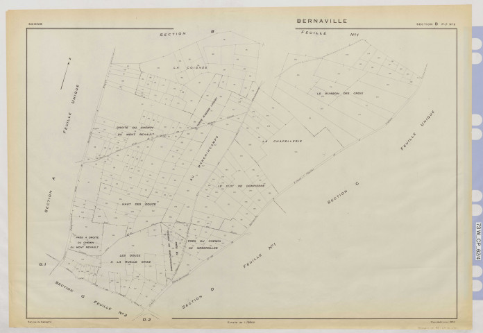 Plan du cadastre rénové - Bernaville : section B2