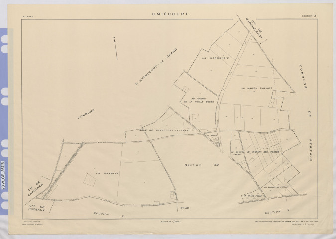 Plan du cadastre rénové - Hypercourt (Omiécourt) : section Z
