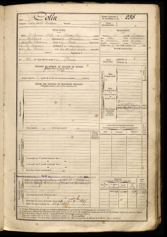 Colin, Victor Joseph Ghislain, né le 06 février 1874 à Baisy-Thy (Genappe) (Belgique), classe 1894, matricule n° 235, Bureau de recrutement d'Amiens
