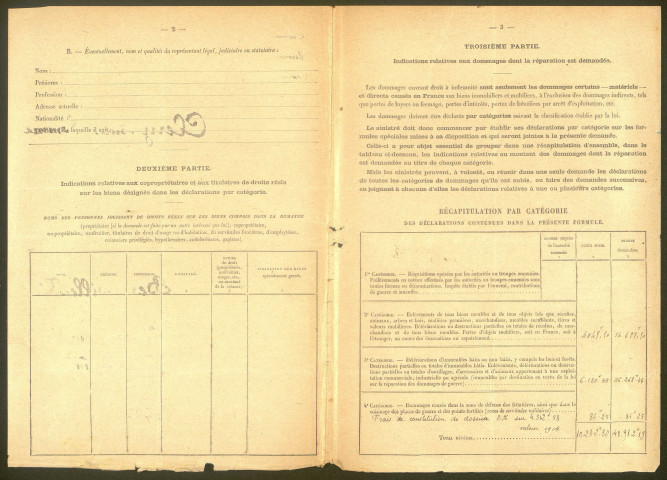 Cléry-sur-Somme. Demande d'indemnisation des dommages de guerre : dossier Bernaville-Vélu