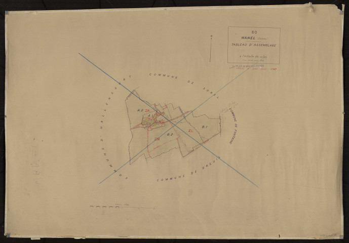 Plan du cadastre rénové - Hallencourt (Wanel) : tableau d'assemblage (TA)