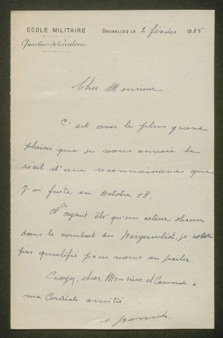 Témoignage de Bonvalet (Lieutenant) et correspondance avec Jacques Péricard