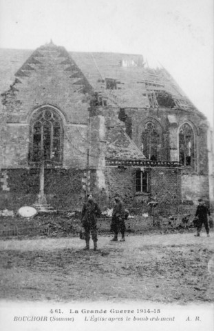 Bouchoir (Somme) - L'Eglise après le bombardement