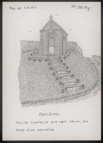 Agnières (Pas-de-Calais) : petite chapelle sur haut talus - (Reproduction interdite sans autorisation - © Claude Piette)
