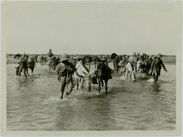 WITH THE TROOPS IN MESOPOTAMIA. TRANSPORT CROSSING THE DIALA
