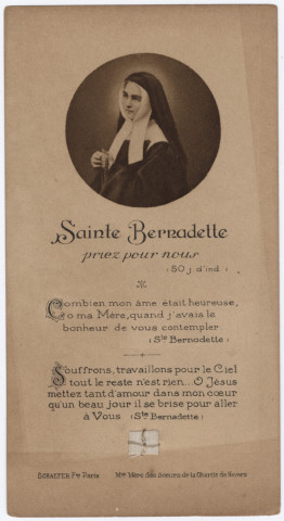 Sainte Bernadette, priez pour nous !