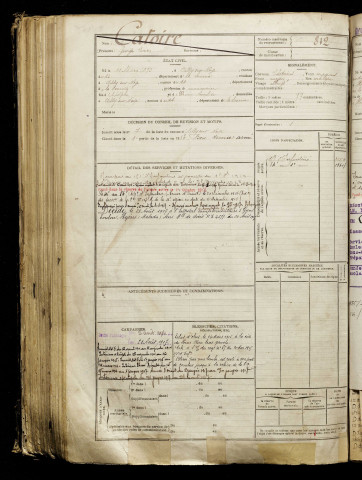 Catoire, Georges Lucien, né le 11 mars 1893 à Ailly-sur-Noye (Somme), classe 1913, matricule n° 812, Bureau de recrutement de Péronne