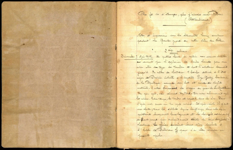 Chronique de la Grande Guerre à Lille rapportée par deux jeunes civiles, Irma et Louise Bornay. Cahier n° II du 9 mai 1915 au 11 décembre 1915